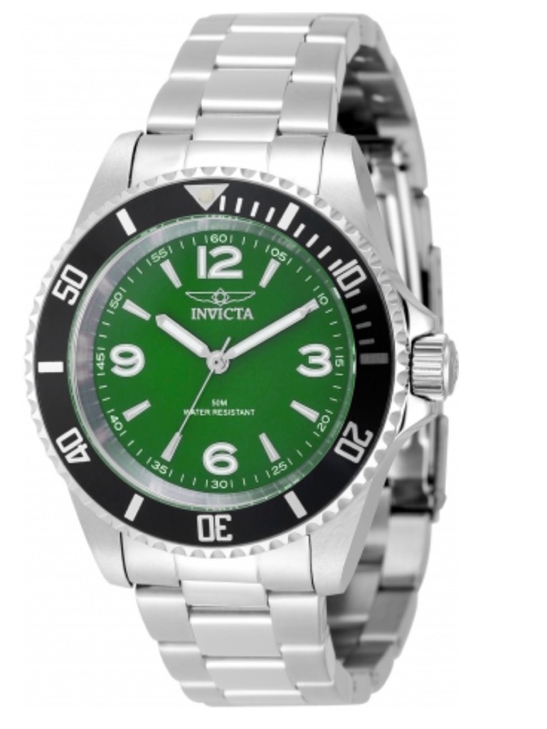 Invicta Stainless Steel Watch Green Dial And Black Bezel Submariner Mens